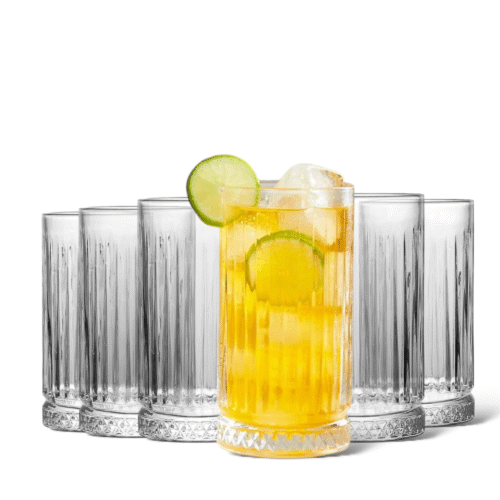 Set De 6 Vasos Altos Coctelero Vintage Tallado 450ml, Rigil®