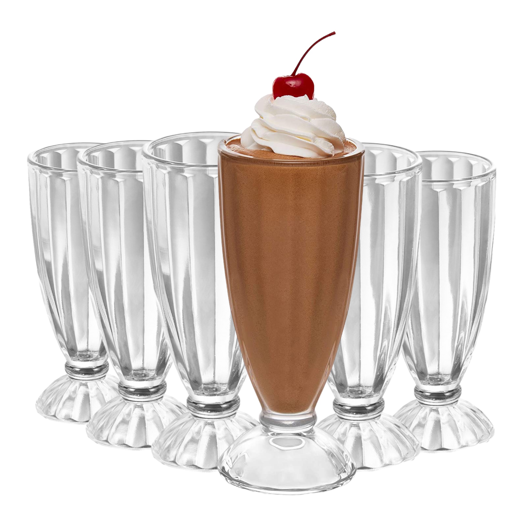 set de 6 vasos milkshake, helado, jugo, bebida, etc 360ml VIDRIO GRUESO