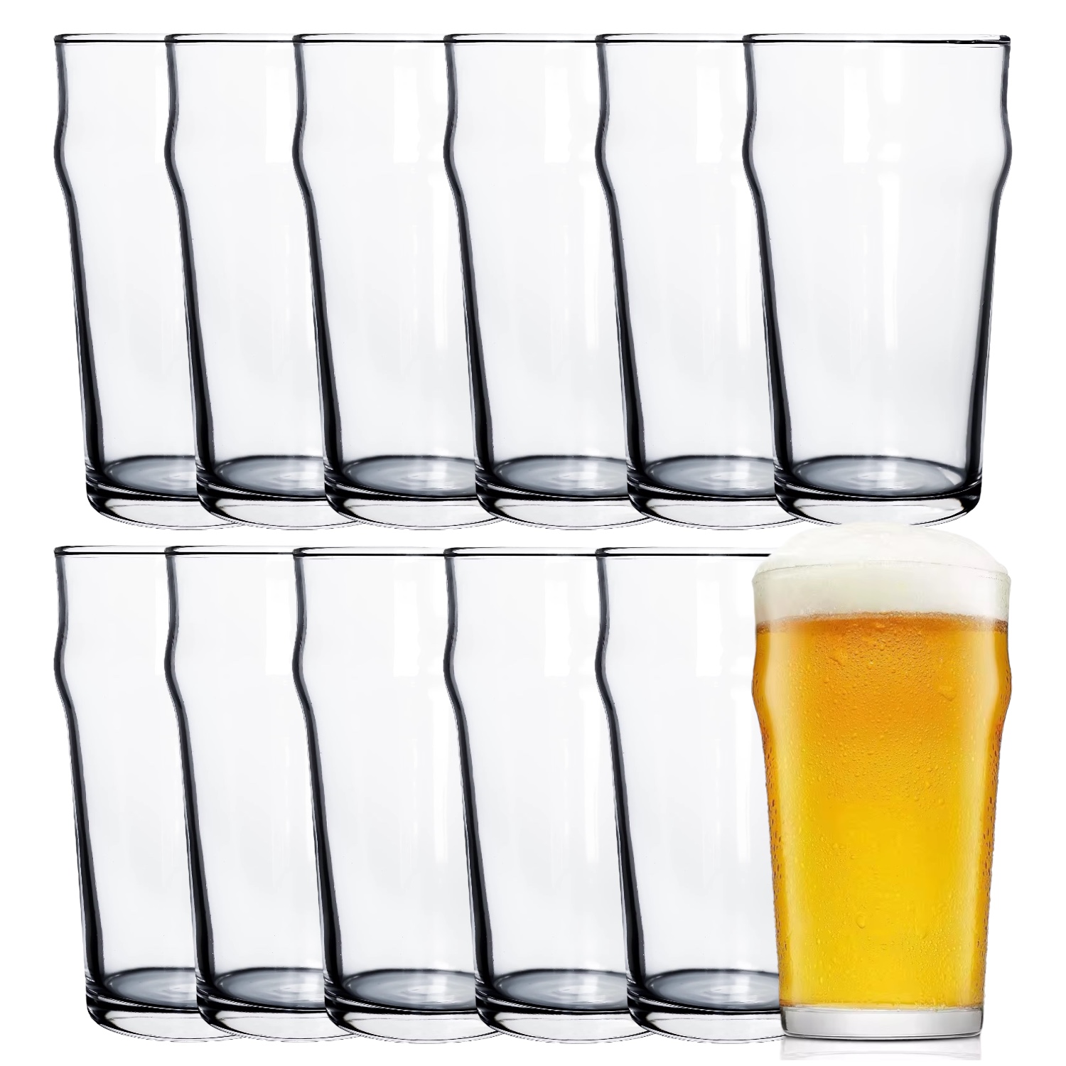 Set De 12 Vaso Vidrio premium Cerveza 500ml