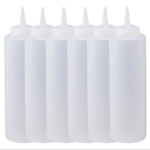 set de 6 Dispensador De Salsas, Cremas, Ketchup, Mayo De 1lt Blanco