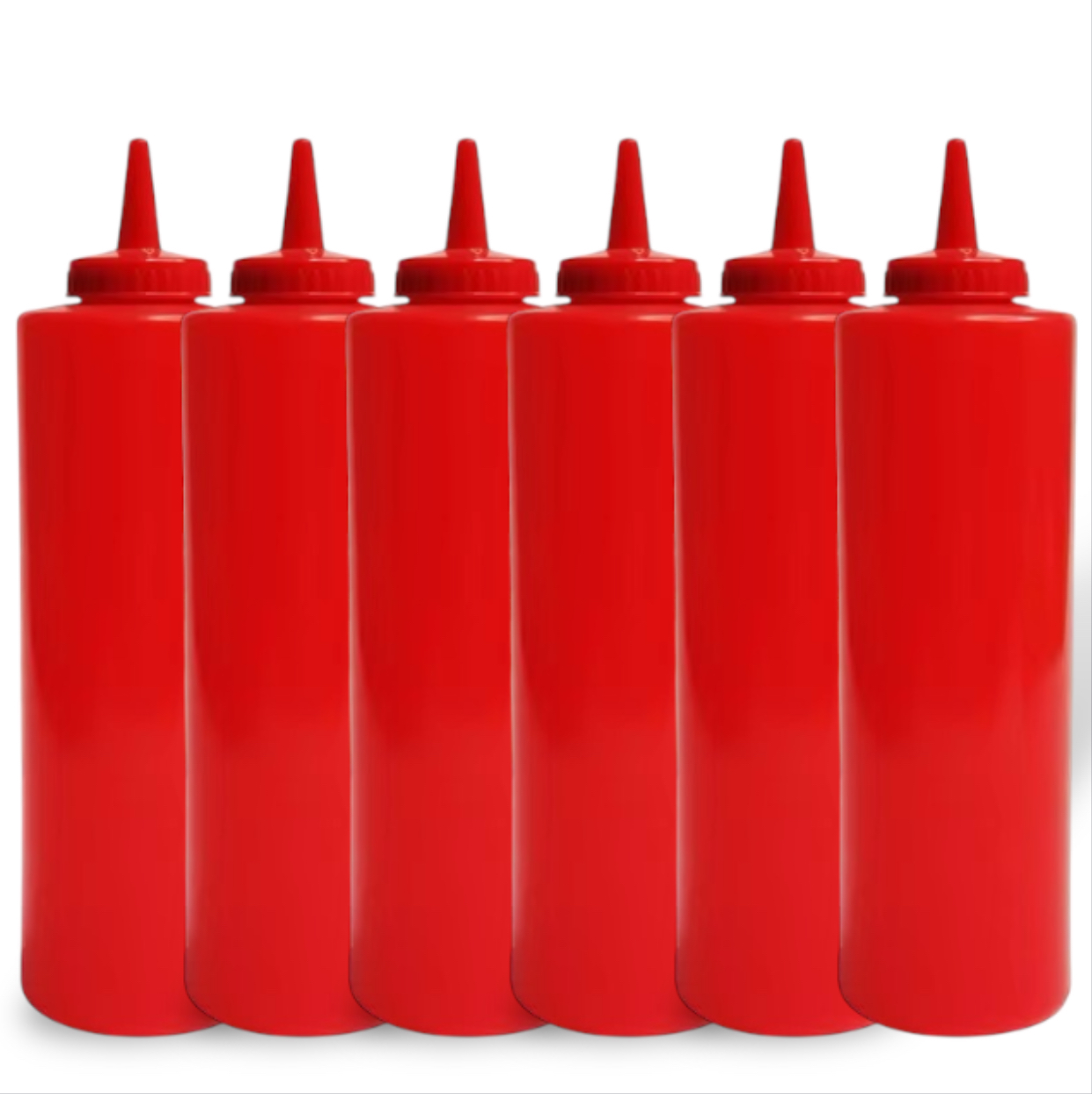 set de 6 Dispensador De Salsas, Cremas, Ketchup, Mayo De 1lt Rojo