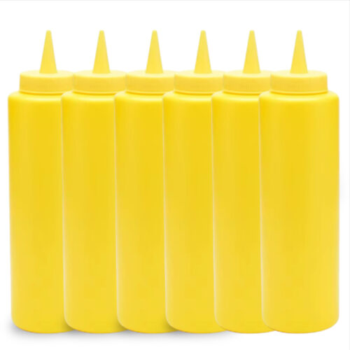 set de 6 Dispensador De Salsas, Cremas, Ketchup, Mayo De 1lt Amarillo