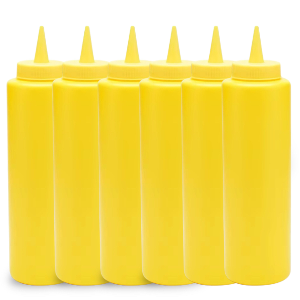 set de 6 Dispensador De Salsas, Cremas, Ketchup, Mayo De 1lt Amarillo