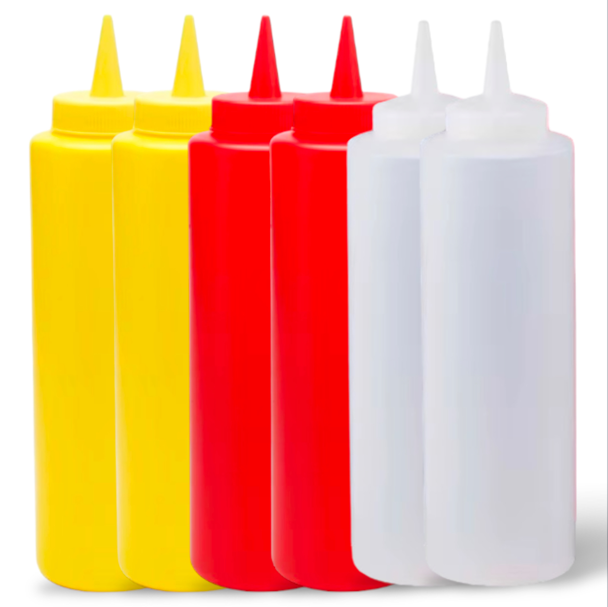 set de 6 Dispensador De Salsas, Cremas, Ketchup, Mayo De 1lt