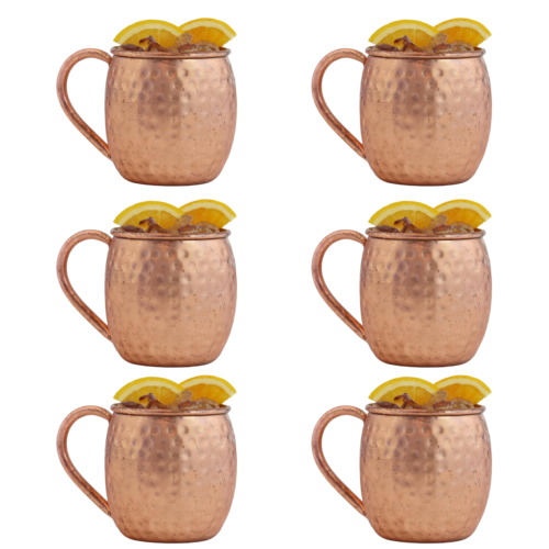 Pack 6 Mugs De Cobre Vasos Tragos Moscow Mule Mojito 500ml