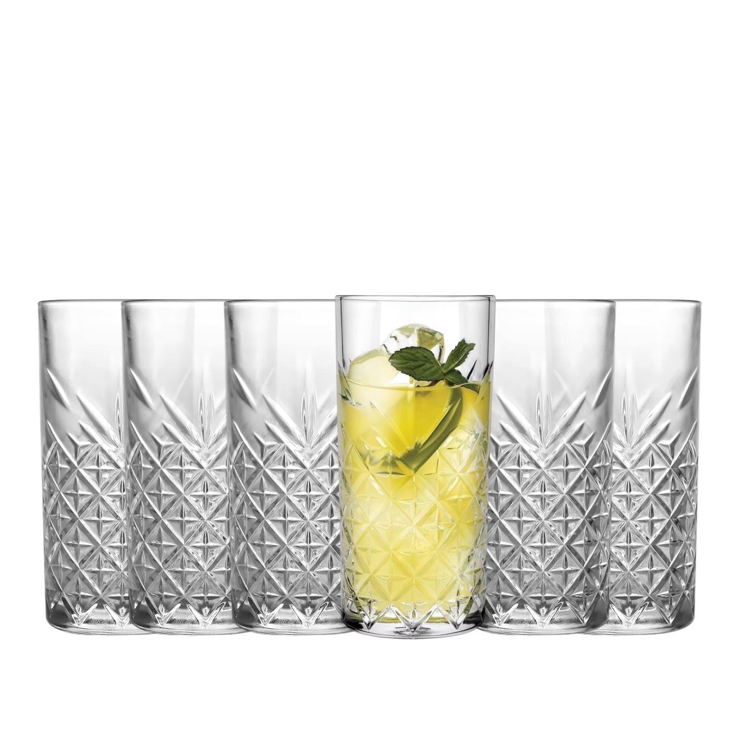 Set 6 Vasos Vintage Tallado 380ml - Imagen 2