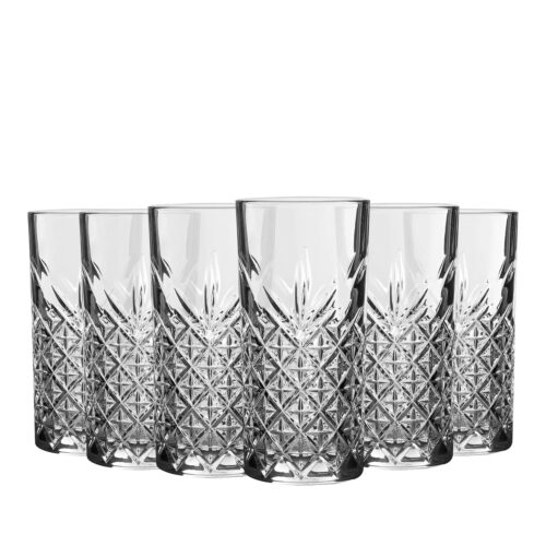 Set 6 Vasos Vintage Tallado 380ml